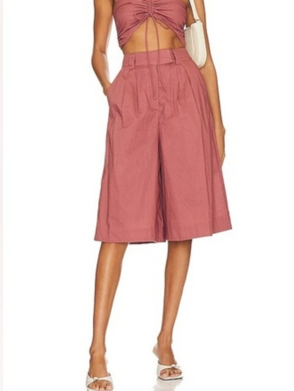 FREE PEOPLE × REVOLVE Minnie Cinnamon Brown Pleated Wide Leg Culotte Shorts SZ 4